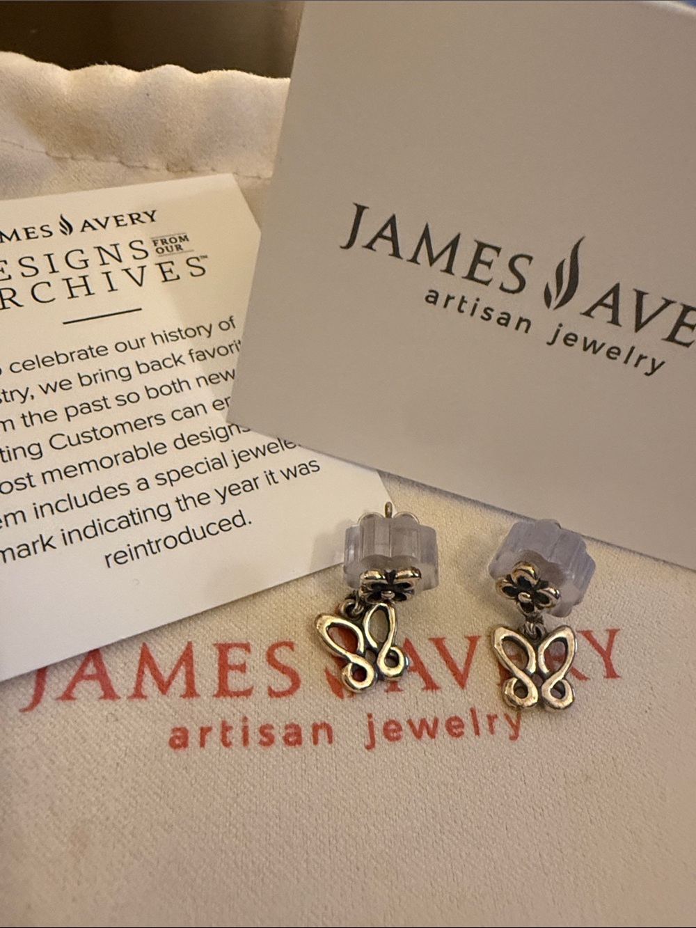 James Avery Sterling Silver Butterfly & Flower Dangle Earrings – Limited Edition